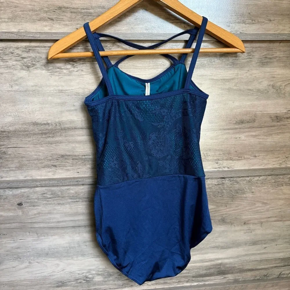 Weissman LC Navy Blue Lace Top Leotard Ballet Lyrical Dance Coquette Classic